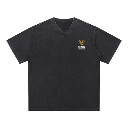 Snow Washed V-Neck Cotton T-Shirt