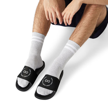 9Finity Removable-Strap Slide Sandals — Black Cushioned Pool & Shower Slides