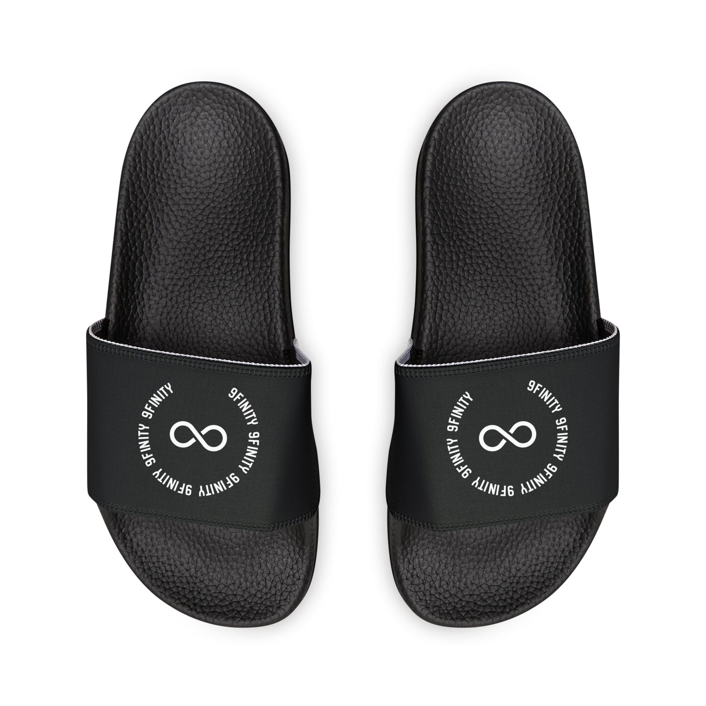 9Finity Removable-Strap Slide Sandals — Black Cushioned Pool & Shower Slides
