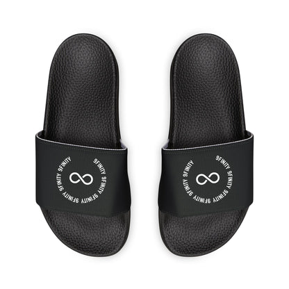 9Finity Removable-Strap Slide Sandals — Black Cushioned Pool & Shower Slides