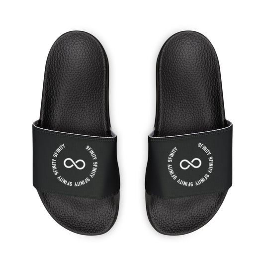 9Finity Removable-Strap Slide Sandals — Black Cushioned Pool & Shower Slides