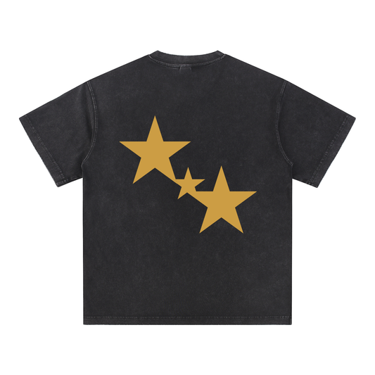Snow Washed V-Neck Cotton T-Shirt