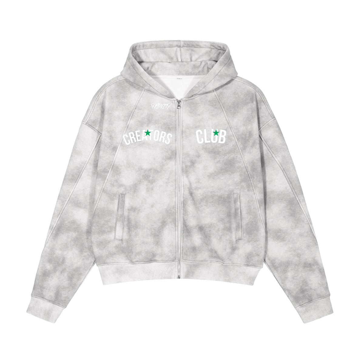 Dirty Washed Zip-Up Fleece Hoodie